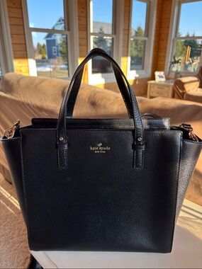 Kate Spade  NWOT Black Pebbled Leather Structured Tote